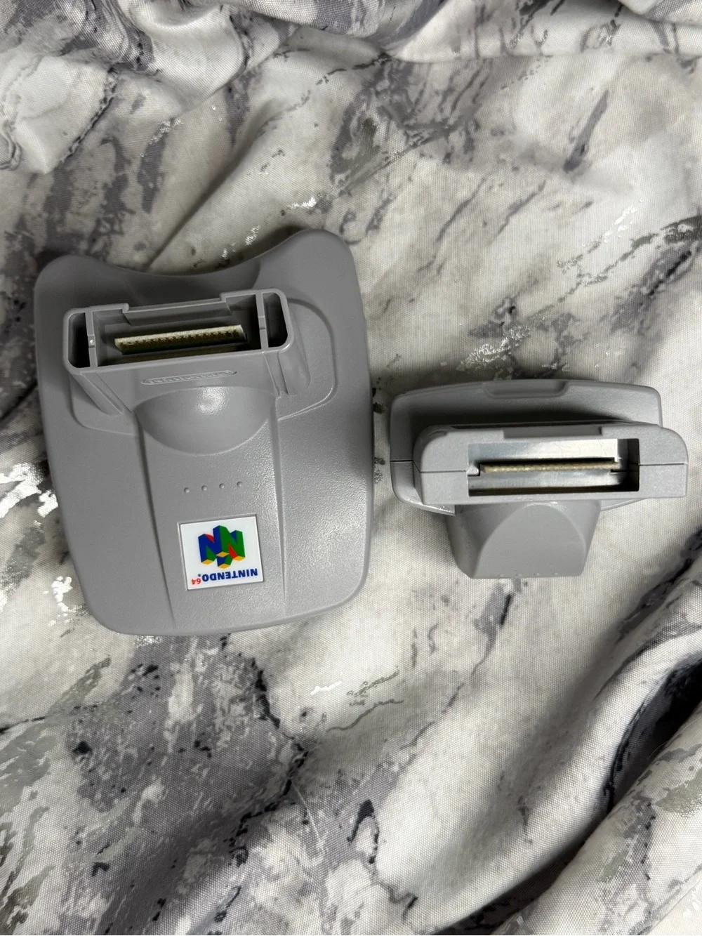 Nintendo Gray Transfer Pak and Controller Pak Pair with N64 Logo
